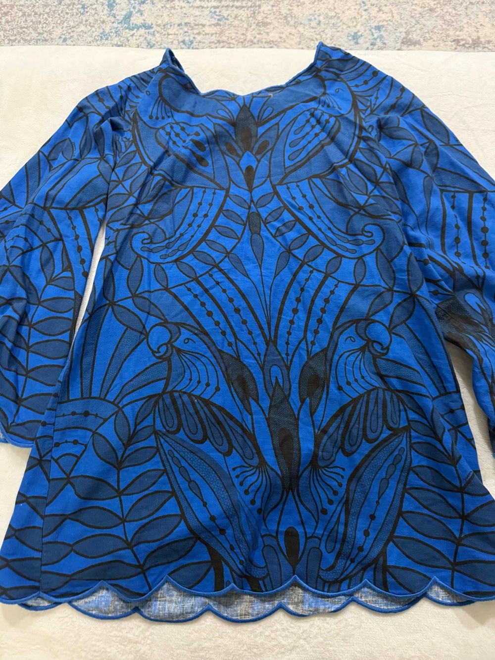 Farm Rio x Anthropologie Long-Sleeve Open-Back Mini Dress S D92